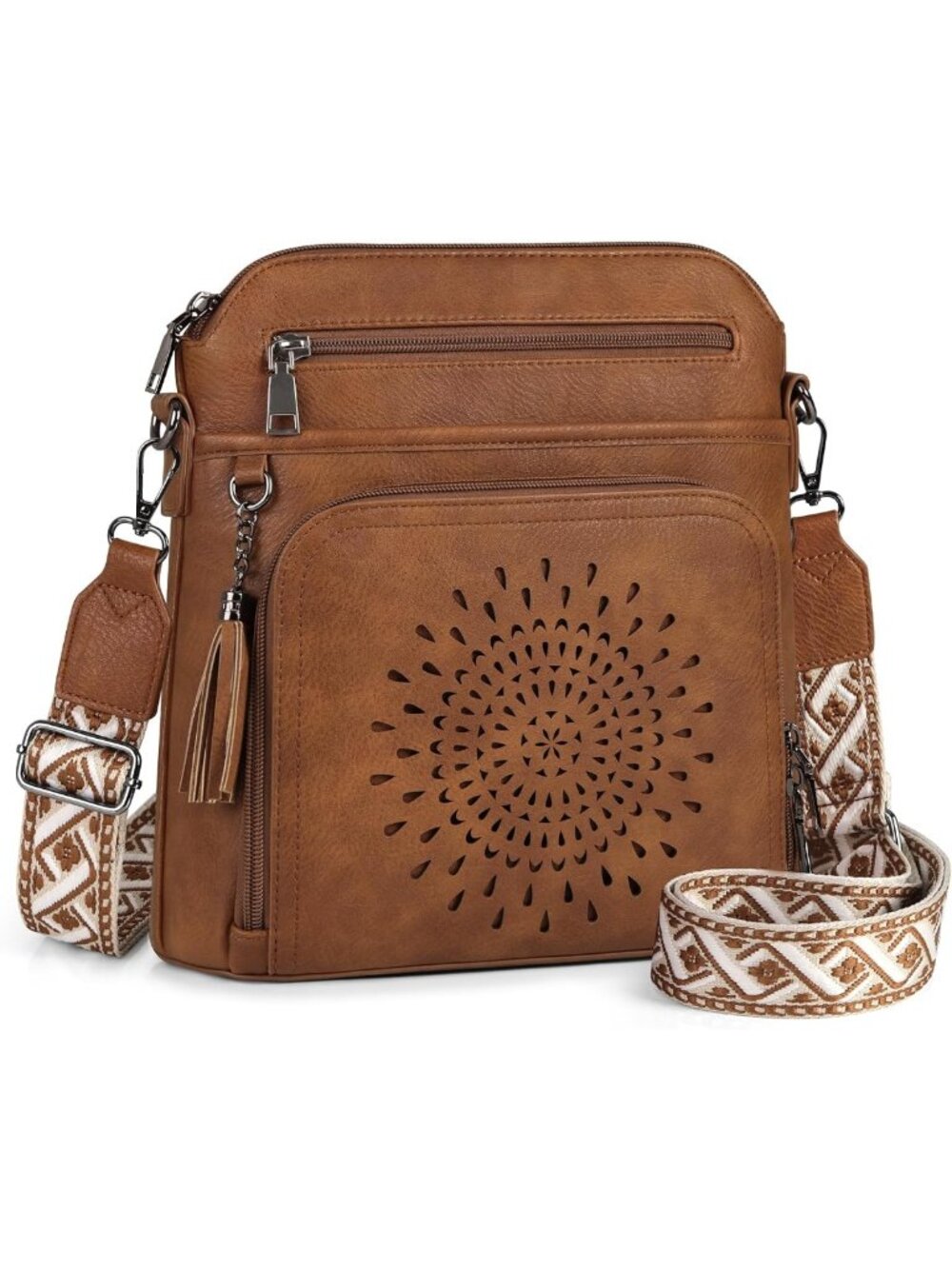 Stylish Leather Crossbody Bag for Women with Built-in Wallet & Wide Straps